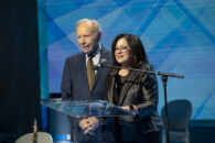 Anita Zucker and Senator Joseph Lieberman presenting at GXUVN Mart - Dónde comprar Federal American Eagle 9mm 115gr FMJ (100 rondas) Paquete de rango Pedidos en autoservicio’s 98th annual Hanukkah Dinner.